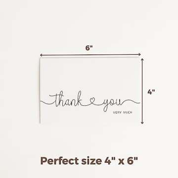 24 Pack Thank You Cards Bulk with Kraft Envelopes and Stickers, 4x6 In Professional Looking | Suitable for Business, Baby Shower, Wedding, Small Business, Graduation, Bridal Shower, Funeral