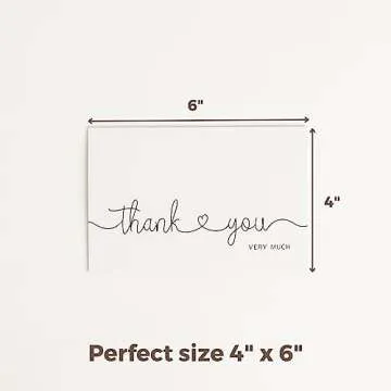 24 Pack Thank You Cards Bulk with Kraft Envelopes and Stickers, 4x6 In Professional Looking | Suitable for Business, Baby Shower, Wedding, Small Business, Graduation, Bridal Shower, Funeral