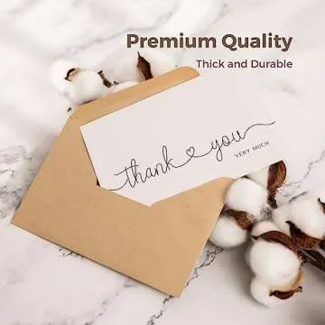 24 Pack Thank You Cards Bulk with Kraft Envelopes and Stickers, 4x6 In Professional Looking | Suitable for Business, Baby Shower, Wedding, Small Business, Graduation, Bridal Shower, Funeral