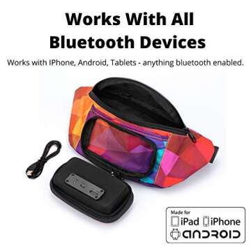 The #1 Fannypack with Speakers. Bluetooth Fanny Pack for Parties/Festivals/Raves/Beach/Boats. Rechargeable, Works with iPhone & Android. #1 (Retro)