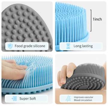 Silicone Body Scrubber Loofah Exfoliating Body Scrubber Bath Brush,Set of 3 Soft Body Scrubber Upgra...