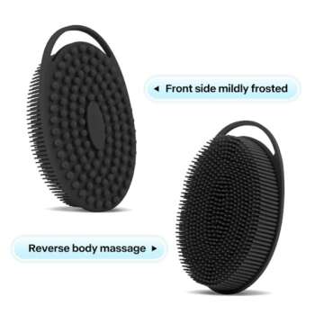 Silicone Body Scrubber Loofah Exfoliating Body Scrubber Bath Brush,Set of 3 Soft Body Scrubber Upgrade Shower Body Bath Scrubber Rich Lather Easy to Clean Suitable for Women Men-Black Blue Grey