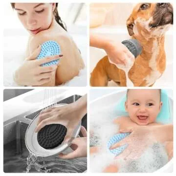 Silicone Body Scrubber Loofah Exfoliating Body Scrubber Bath Brush,Set of 3 Soft Body Scrubber Upgrade Shower Body Bath Scrubber Rich Lather Easy to Clean Suitable for Women Men-Black Blue Grey