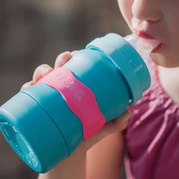 InchBug Orbit Labels - White Contrasting Personalization Silicone Baby Bottle & Sippy Cup Bands - Reusable, Dishwasher Safe, Engraved Name Labels for Daycare, 4-Pack (Seagrass Green)