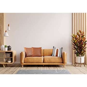 Vfuty Decorative Faux Leather Pillow Covers Set - 18x18 Inches