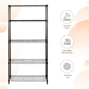 Amazon Basics 5-Shelf Heavy Duty Storage Rack for Easy Organization