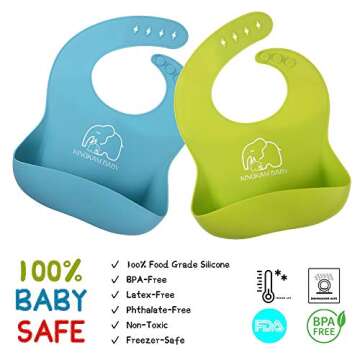 Baby Bowl Plate Bib Spoon Set, Strong Suction Silicone Toddler Self Feeding Set