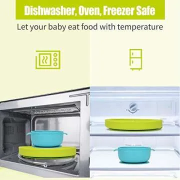 Baby Bowl Plate Bib Spoon Set, Strong Suction Silicone Toddler Self Feeding Set