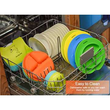 Baby Bowl Plate Bib Spoon Set, Strong Suction Silicone Toddler Self Feeding Set