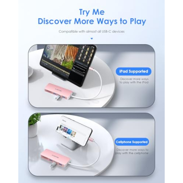 LENTION USB C Hub with 3 USB 3.0 & Card Reader - Rose Gold