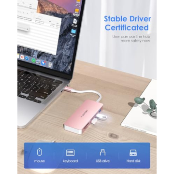 LENTION USB C Hub with 3 USB 3.0 & Card Reader - Rose Gold