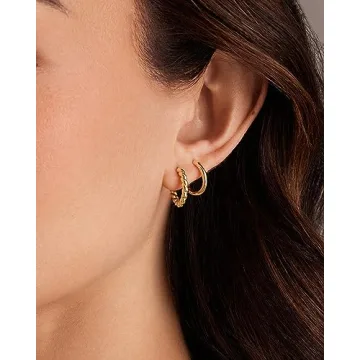 PAVOI 18K Gold Plated Small Hoop Earrings Set for Women