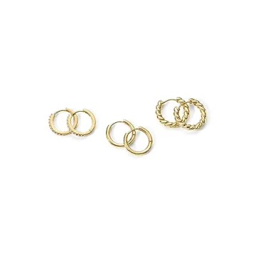 PAVOI 18K Gold Plated Small Hoop Earrings Set for Women