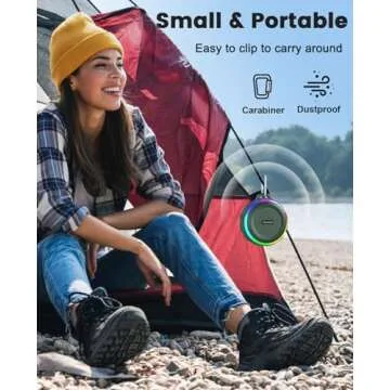 Kunodi Bluetooth Shower Speaker with IPX7 Waterproof, Dynamic Lights, Crisp Clear Sound, True Wireless Stereo, Clip Portable for Pool Beach Boat Kayak Float Golf