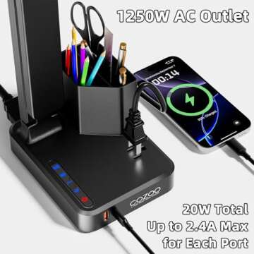 COZOO LED Desk Lamp: Multifunctional Charging & Lighting Solution