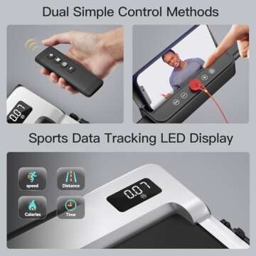 UMAY 2 in 1 Foldable Treadmills for Home Office, Small Under Desk Treadmill for Walking Jogging Running, Mini Walking Pad, Portable Lightweight Walking Treadmills with Wheel