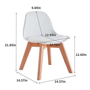 Laoggbtb Small Desk Chair Set of 2，Solid Color Simple Style Lounge Chair for 3-10 Years Old Children, Curved Back Design and Sponge Padded seat for Living Room Bedroom Dining Room (White 2)