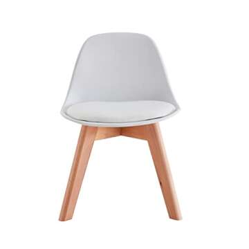 Laoggbtb Small Desk Chair Set of 2，Solid Color Simple Style Lounge Chair for 3-10 Years Old Children, Curved Back Design and Sponge Padded seat for Living Room Bedroom Dining Room (White 2)
