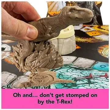 Spin Master Games, Jurassic World Dominion, Stomp N’ Smash Board Game with Kinetic Sand, Jurassic Park Sensory Dinosaur Toy, Creative Kids Activity, 2-4 Players, for Ages 5 & Up