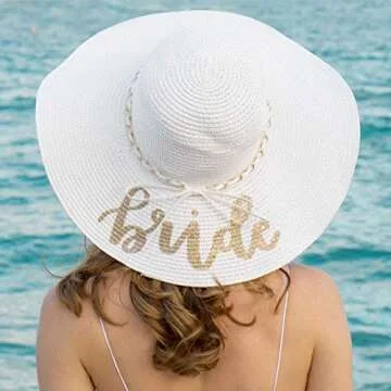 xo, Fetti Bride Sun Hat | Bachelorette Beach Gift, Bridal Favor, Honeymoon, Wedding, Engagement White, Gold