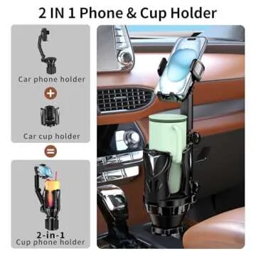 Phone Holders for Your Car, Adjustable Car Cup Holder Expander with Rubber Grip, Secure Hold, Multi-...