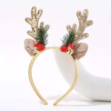 Festive TULOBI Christmas Headbands Cute Elk Antlers Gold