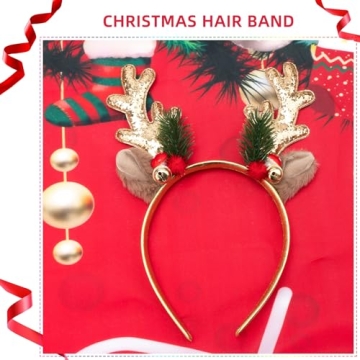 Festive TULOBI Christmas Headbands Cute Elk Antlers Gold