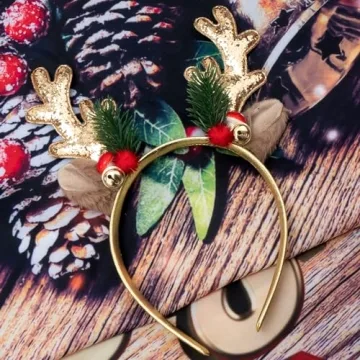Festive TULOBI Christmas Headbands Cute Elk Antlers Gold