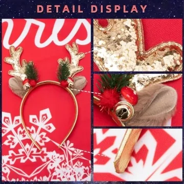 Festive TULOBI Christmas Headbands Cute Elk Antlers Gold