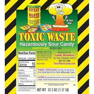 TOXIC WASTE 5 LB Bulk Assortment - Original Hazardously Sour Candy - 5 Extreme Flavors: Blue Raspberry, Watermelon, Black Cherry, Lemon, Apple! - By Dr. Variety