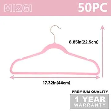 MIZGI Velvet Hangers Pack of 50 Non-Slip Light Pink