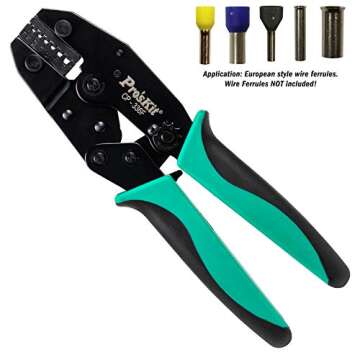 Pro'sKit 300-001 Crimper, Ratcheted, Ferrules, AWG 22-12, Multi