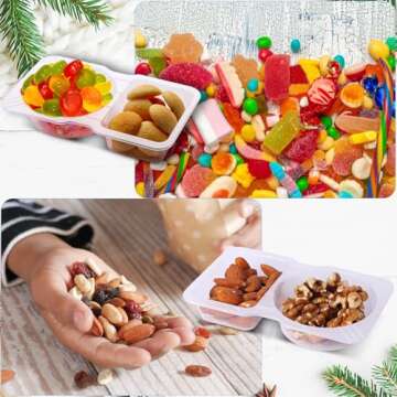 Qewro 15 Sets Double Compartment Condiment Container With Lids, Reusable Snack Container for Sauces and Snacks, Disposable Snack Containers, Ideal for On-the-Go Meals and Parties