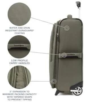 Travelpro Maxlite 5 Softside Expandable Upright 2 Wheel Carry on Luggage, Lightweight Suitcase, Men and Women, Slate Green, Carry On 22-Inch