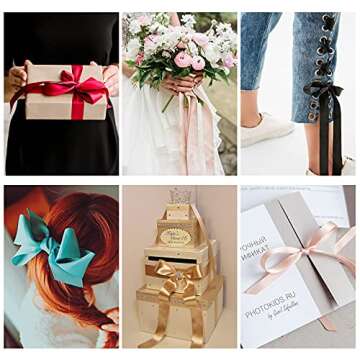 Ewaymado Dark Green Satin Ribbon 1-1/2" X 50 Yards - Perfect for Crafts