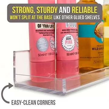 Contemporary 15" Acrylic Bathroom Shelves Set - Easy Install