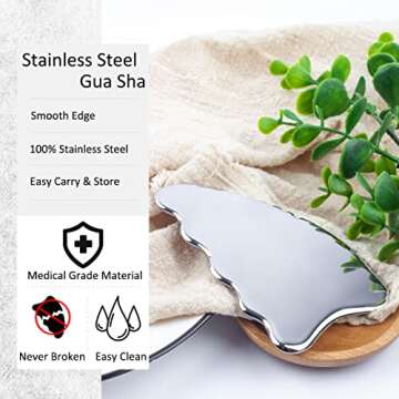 wuyaoyao Gua Sha Scraping Tool, Stainless Steel Therapy Massage Tool, Lymphatic Drainage Gua Sha Boa...