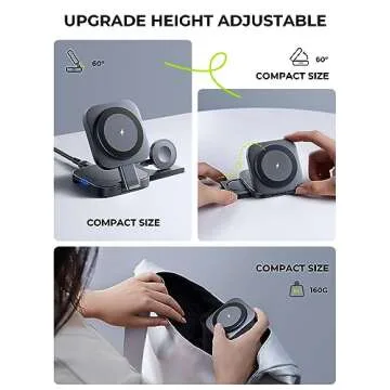 LISEN 3 in 1 Charging Station for Apple Magsafe Charger Travel Accessories, Wireless Charger 3 in 1 for iPhone 16 15 Pro Max Magsafe Accessories Charger for Airpods iWatch iPhone 12-16 Black