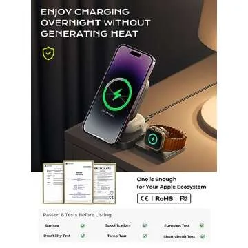 LISEN 3 in 1 Charging Station for Apple Magsafe Charger Travel Accessories, Wireless Charger 3 in 1 for iPhone 16 15 Pro Max Magsafe Accessories Charger for Airpods iWatch iPhone 12-16 Black