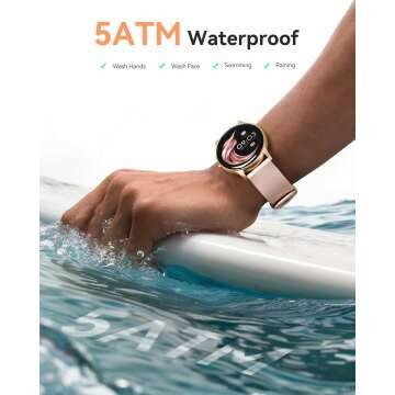 AGPTEK Pink Fitness Smart Watch - 5ATM Waterproof