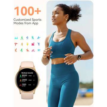 AGPTEK Pink Fitness Smart Watch - 5ATM Waterproof