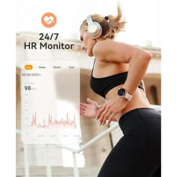 AGPTEK Pink Fitness Smart Watch - 5ATM Waterproof