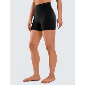 CRZ YOGA Women's Naked Feeling Biker Shorts - 4 Inches High Waist Yoga Workout Running Gym Spandex Black Medium