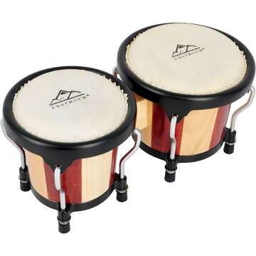 EastRock Bongo Drum Set - 4" & 5" Tunable Wood & Metal Drums