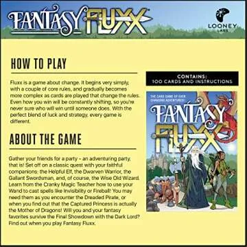 Looney Labs Fantasy Fluxx Card Game - Classic Quest Adventure with Ever-Changing Rules