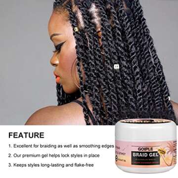 Braid Gel Good for Twist, Locs, Braids, Edge No Flake Extra Hold High Shine Braiding Gel & Edge Control, Loc Gel Long Lasting for Locks, Cornrows Smooths & Tames Frizz 8.8oz (Strawberry Flover)