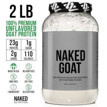 Naked Goat - Pasture Fed Goat Whey Protein Powder from Small-Herd Wisconsin Dairies, 2Lb Bulk, GMO Free, Soy Free. Easy to Digest - All Natural - 23 Grams of Protein - 30 Servings