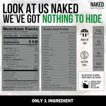 Naked Goat - Pasture Fed Goat Whey Protein Powder from Small-Herd Wisconsin Dairies, 2Lb Bulk, GMO Free, Soy Free. Easy to Digest - All Natural - 23 Grams of Protein - 30 Servings