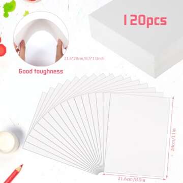 120 Sheets Watercolor Paper 8.5 x 11, 140 lb/300 GSM Cold Press Watercolor Paper Bulk White Water Co...