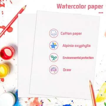 120 Sheets Watercolor Paper 8.5 x 11, 140 lb/300 GSM Cold Press Watercolor Paper Bulk White Water Color Paper for Kids Child Students Adults Artists Drawing